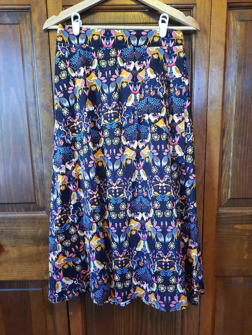 🛍 NWOT Anthropologie Eva Franco Whimsy Midi Skirt Fox Rabbit Print Size 6P